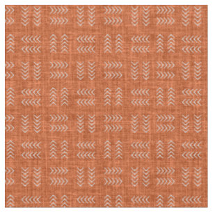 Arrows on Dark Orange Linen Fabric