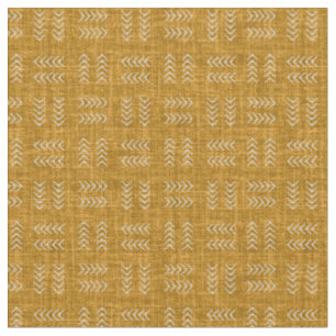 Arrows on Dark Yellow Linen Fabric