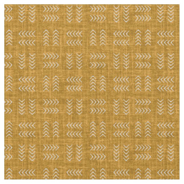 Arrows on Dark Yellow Linen Fabric (Close Up)