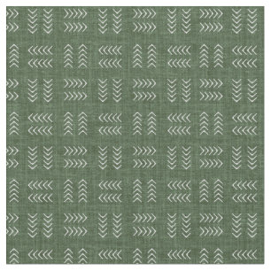 Arrows on Forest Green Linen Fabric