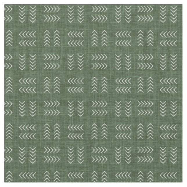 Arrows on Forest Green Linen Fabric (Close Up)