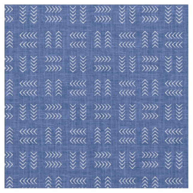 Arrows on Medium Blue Linen Fabric (Close Up)
