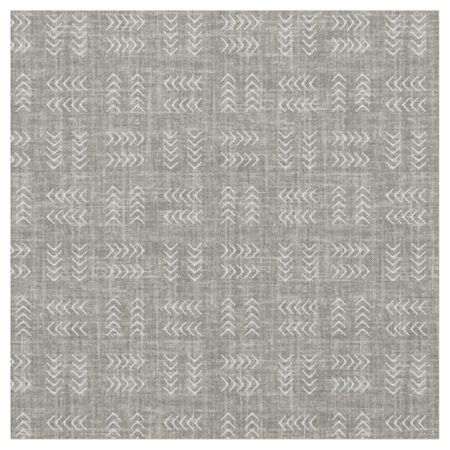 Arrows on Medium Grey Linen Fabric (Close Up)