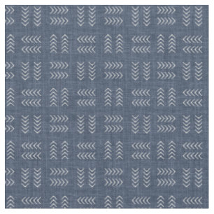 Arrows on Navy Blue Linen Fabric