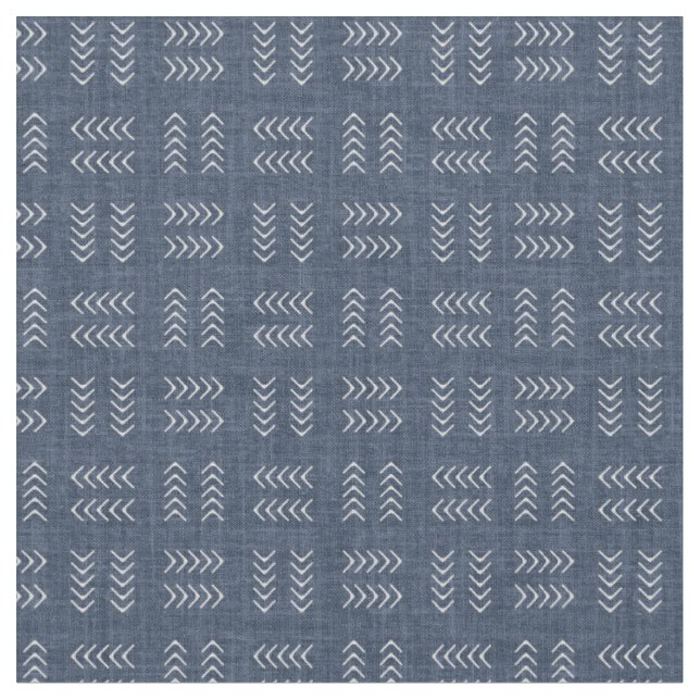 Arrows on Navy Blue Linen Fabric (Close Up)