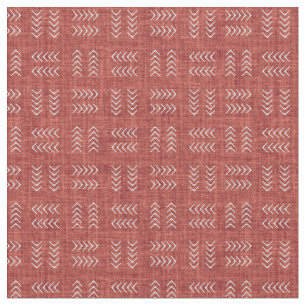 Arrows on Red Linen Fabric