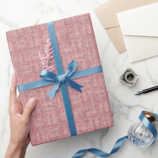 Arrows on Rose Pink Linen Wrapping Paper (Gifting)