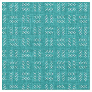 Arrows on Teal Linen Fabric