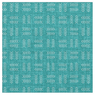 Arrows on Teal Linen Fabric