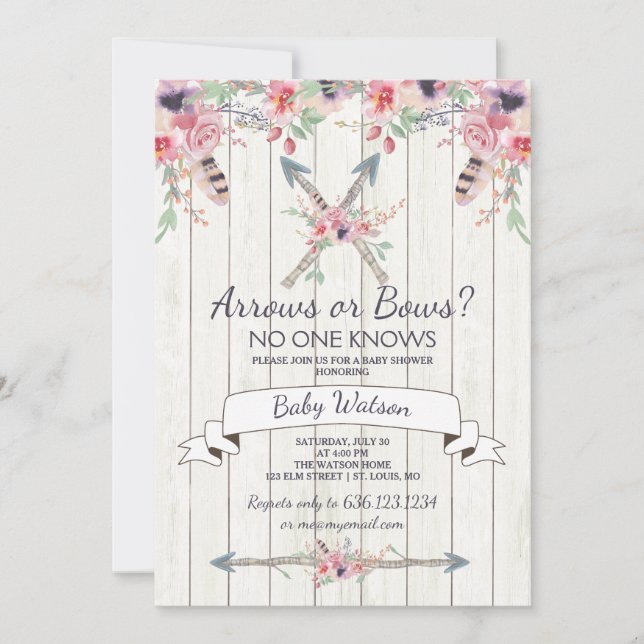 Arrows or Bows No One Knows Baby Shower Invitation (Front)