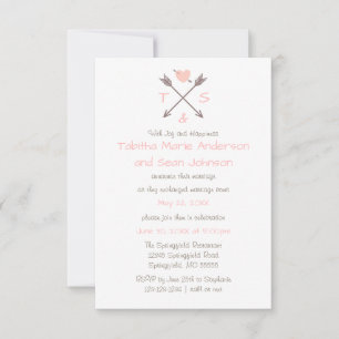 Arrows Pink Heart - 3x5 Wedding Announcement