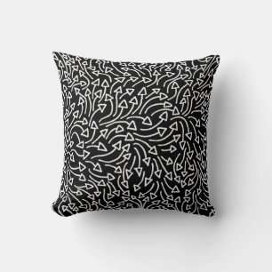 Arrows - White on Black Throw Pillow