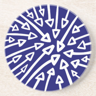 Arrows - White on Deep Navy Coaster