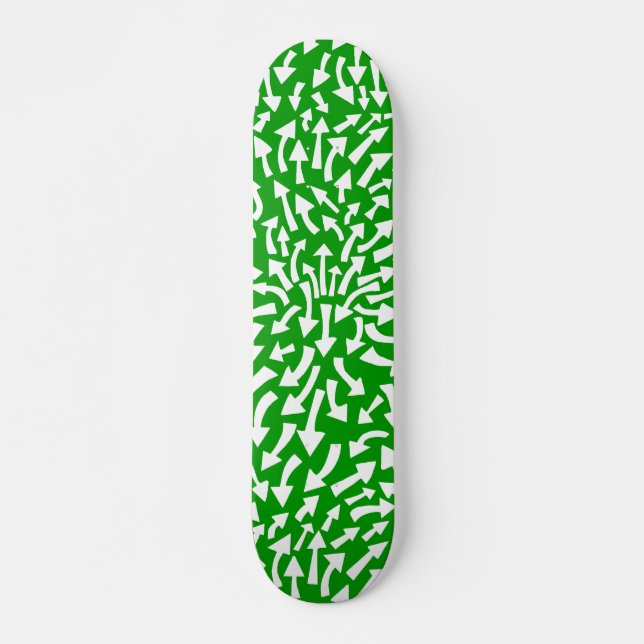 Arrows - White on Grass Green Skateboard (Front)