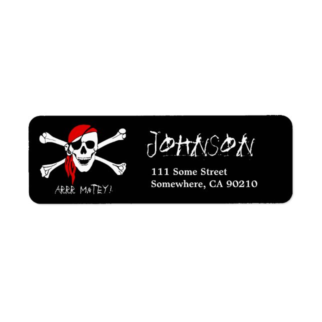 ARRR Matey Black Pirate Address Label (Front)