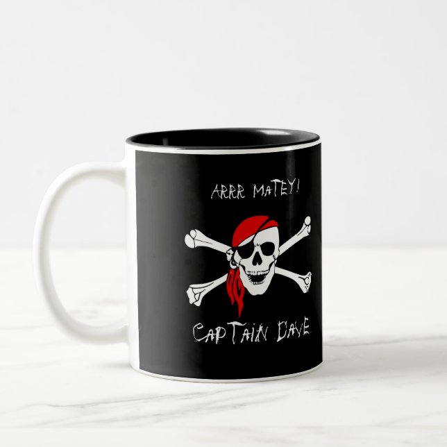 ARRR Matey Personalized Pirate Skull Crossbone Mug (Left)