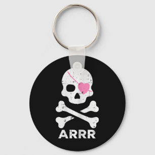 Arrr Pirate Heart Eyepatch Halloween Women Toddler Keychain