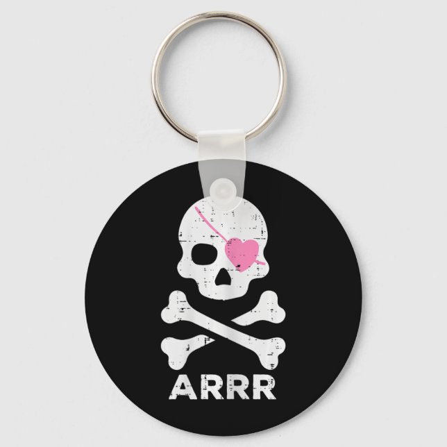 Arrr Pirate Heart Eyepatch Halloween Women Toddler Keychain (Front)