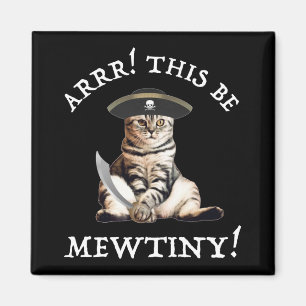 Arrr! This Be Mewtiny! Pirate Cat Magnet