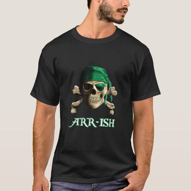 Arrrish Irish St Patricks Day Funny Pirate T-Shirt (Front)