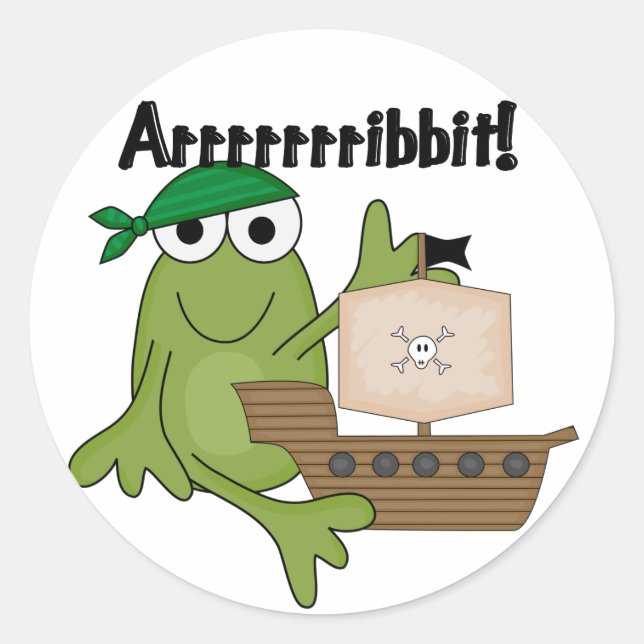 Arrrrrrribbit Frog Pirate Tshirts and Gifts Classic Round Sticker (Front)