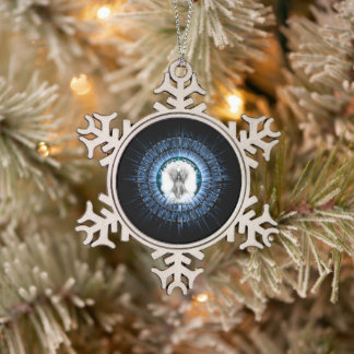 Arsencia Ethereal Silver Light Fractal Art Snowflake Pewter Christmas Ornament
