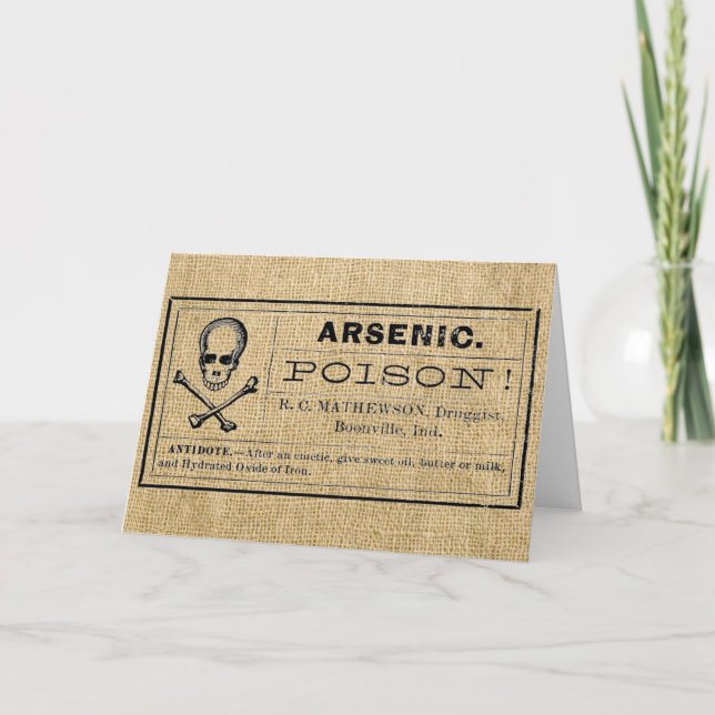 Arsenic Label on Burlap Card (Front)