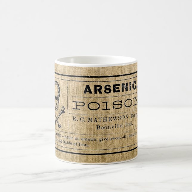 Arsenic Label on Burlap Coffee Mug (Center)