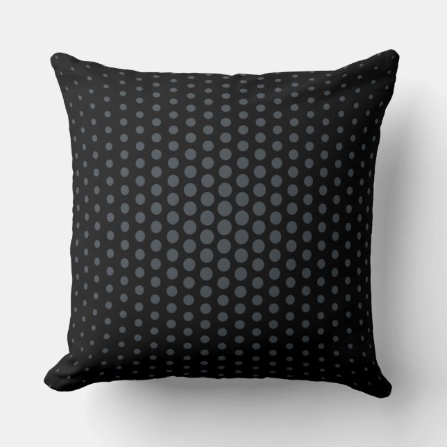 Arsenic Techno Dots Modern Black Throw Pillow (Front)