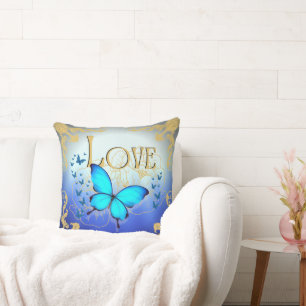 Arsty Blue Butterfly 20"x20" Throw Pillow - Love