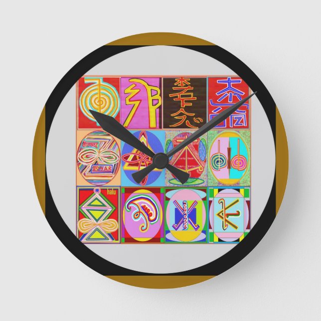 Art101 Reiki n Karuna Healing Symbol Collection Round Clock (Front)