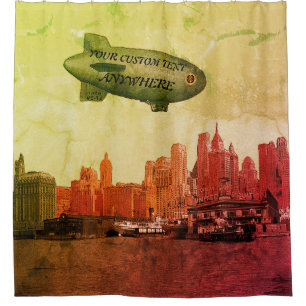 ART 1930'S BLIMP NEW YORK CITY SKYLINE  YOUR TEXT