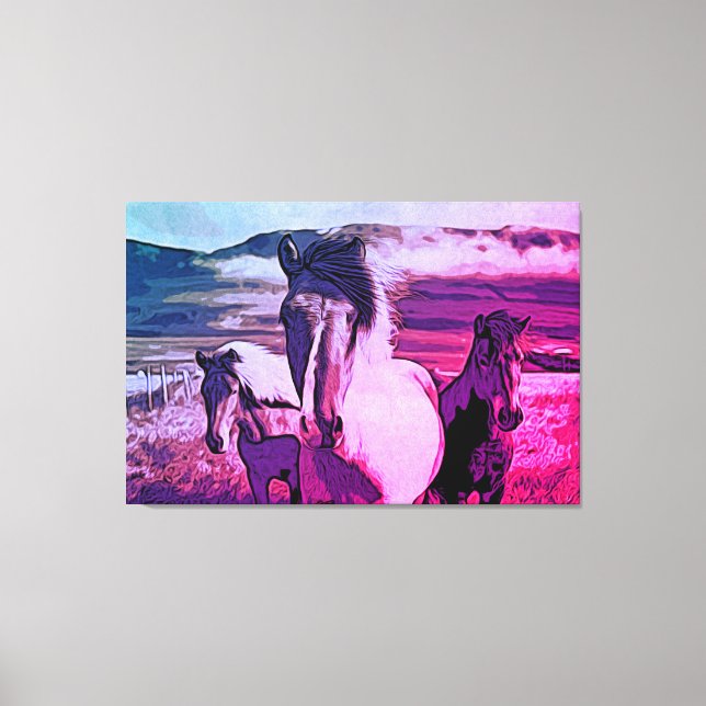 *~* Art 3 Horses - Mustangs Mountains Equine AR22 Canvas Print (Front)