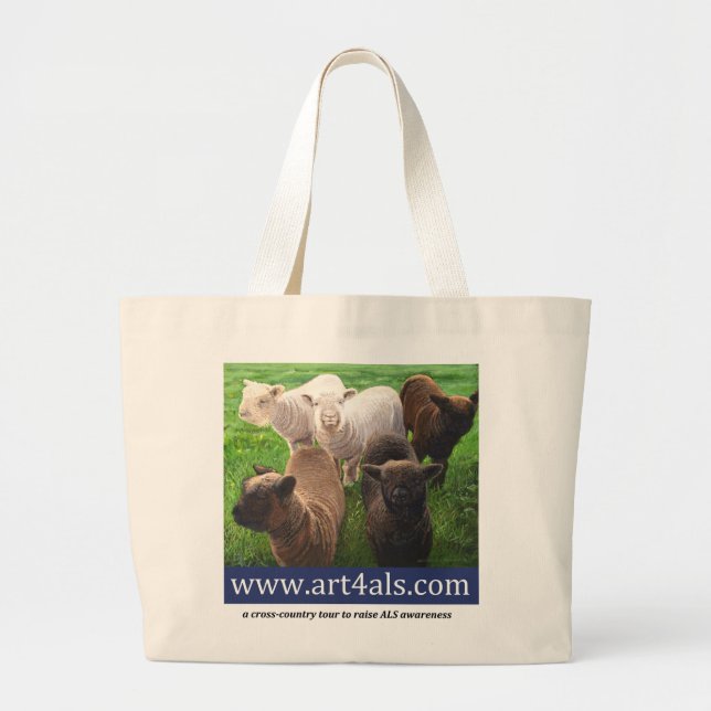 ART 4 ALS tote bag featuring "Five Spring Lambs" (Front)
