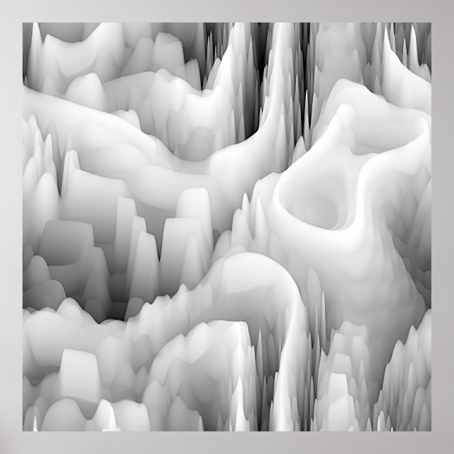 art abstract fractal wave blurred monochrome backg poster (Front)