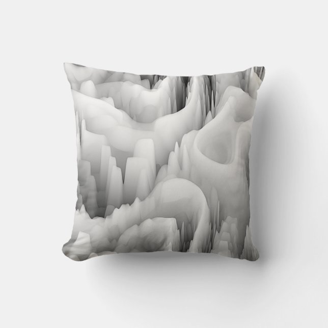 art abstract fractal wave blurred monochrome backg throw pillow (Front)