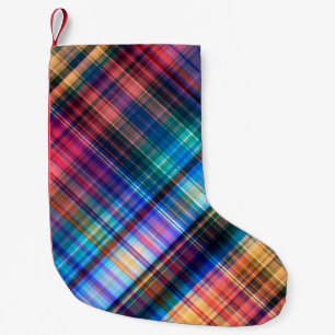 art abstract geometric diagonal pattern rainbow ba small christmas stocking