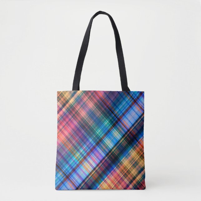 art abstract geometric diagonal pattern rainbow ba tote bag (Front)