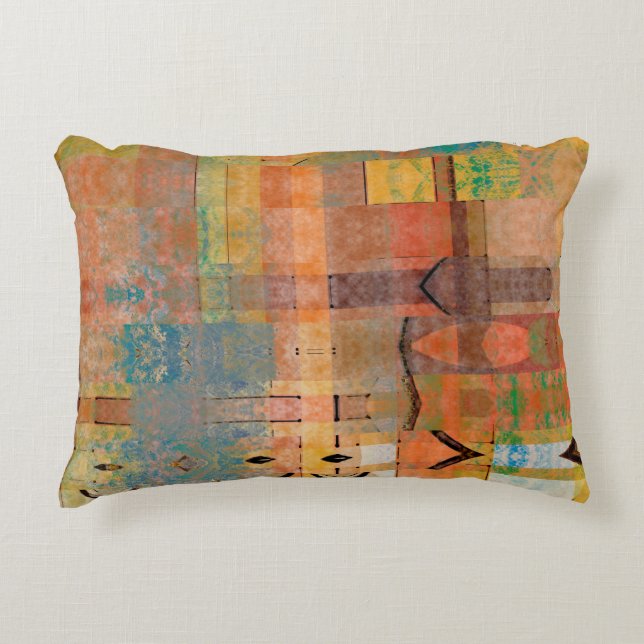 art abstract geometric horizontal stripes pattern  accent pillow (Front)