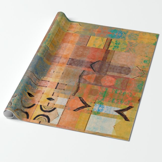 art abstract geometric horizontal stripes pattern  wrapping paper (Unrolled)