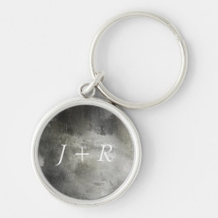 art abstract grunge black and white textured keychain