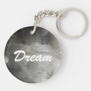 art abstract grunge black and white textured keychain