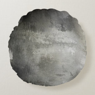 art abstract grunge black and white textured round pillow