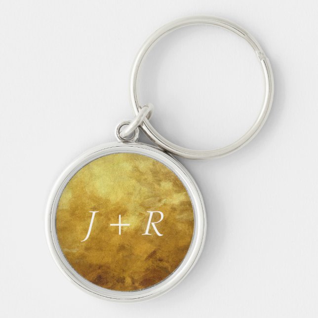 art abstract painted background in golden colour keychain (Front)