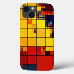 Art abstract vibrant rainbow geometric pattern iPhone 13 case