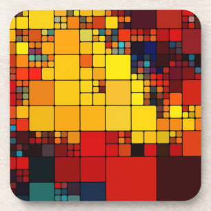 Art abstract vibrant rainbow geometric pattern coaster