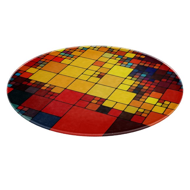 Art abstract vibrant rainbow geometric pattern cutting board (Corner)