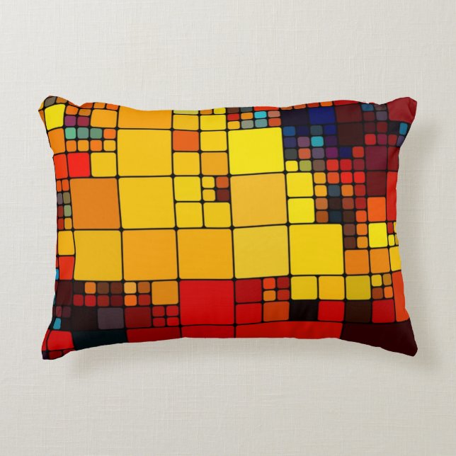 Art abstract vibrant rainbow geometric pattern decorative pillow (Front)