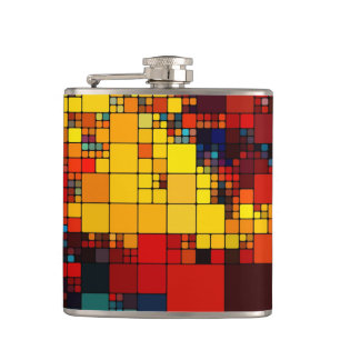 Art abstract vibrant rainbow geometric pattern hip flask