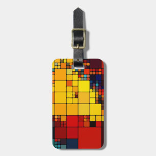 Art abstract vibrant rainbow geometric pattern luggage tag